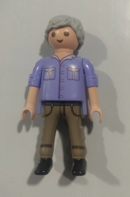Tête Playmobil Grand-père Avec Barbe Et Cheveux Gris - Occasion Pour Customiser Figurines Western