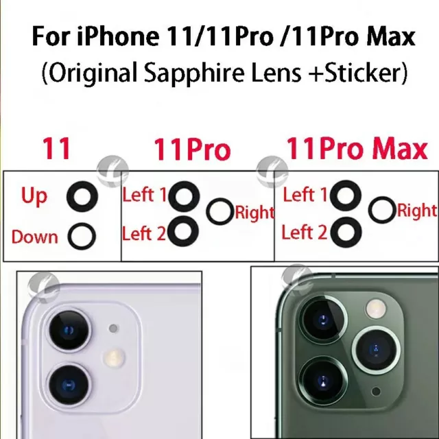 Lentille en verre + film adhésif pour IPHONE 11 / IPHONE 11 PRO MAX caméra photo