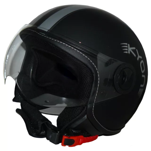 Jethelm Motorradhelm H710-Streifen matt-schwarz Silberstreifen Gr. XS-XL  NEU