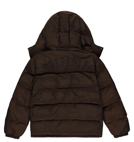 TRAPSTAR IRONGATE DETACHABLE Hooded Puffer Jacket Brown, Size Medium