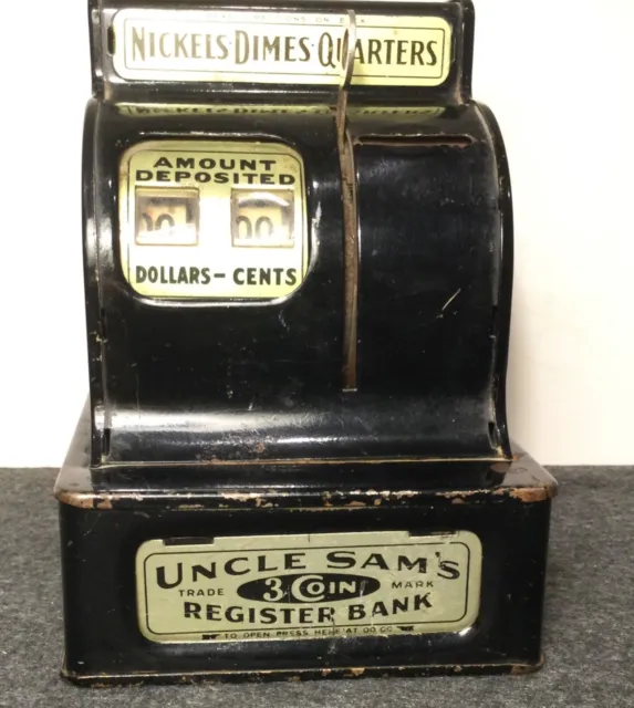 Uncle Sam's 3 coin Register Bank, Black