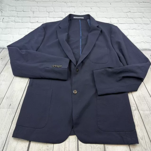 Michael Kors Mens Blazer Sport Coat Jacket Navy Blue Wool Two Button Suit 42R