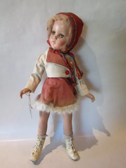 Vintage 1940's 17.5" Arranbee Composition Nancy Lee Ice Skater Doll #3116 Orig