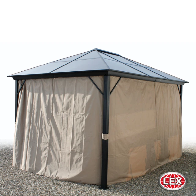 XXL Luxus Pavillon 3x4 m Alu Gartenpavillon Gartenzelt Hardtop inkl. Seitenteile 3