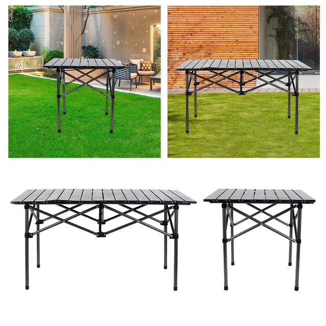 Table De Camping Pliable FUNYKICH - 3 Hauteurs Réglables, Plateau Bambou, Légère (2,25 Kg) - 3