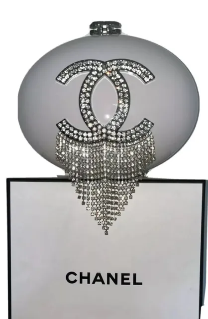 CHANEL DUBAI VIP Gift White Pearl Diamond Plexiglass Clutch Cross