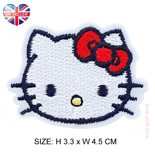 HELLO KITTY SANRIO voll bestickte Applikation Bügeln Aufnähen Patch Abzeichen UK