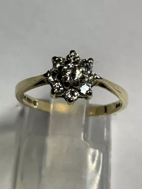 Lovely 9 Carat Yellow Gold FANCY DAISY DIAMOND CLUSTER Ring 0.40 carats