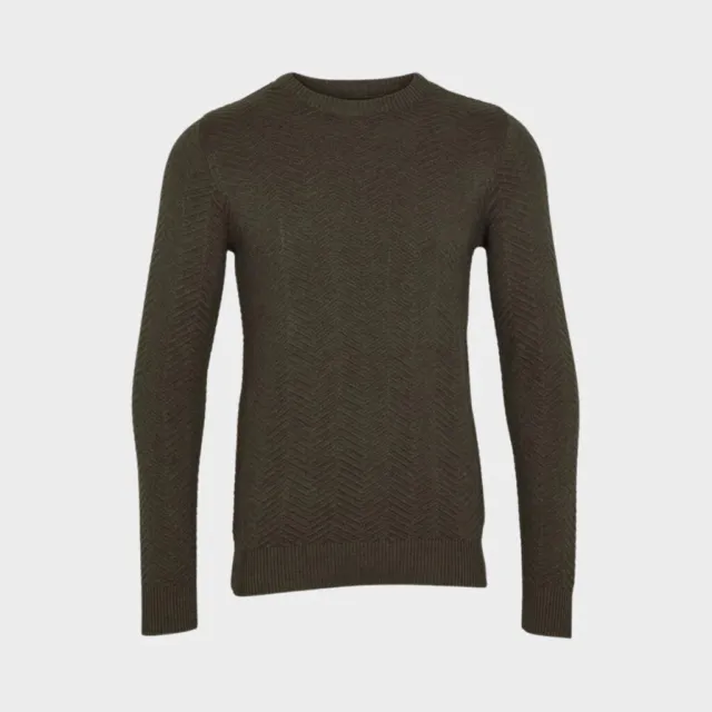 Kronstadt Mens Carlo Herringbone Cotton Jumper Sweater BNWT €79 Army or Ocean 2