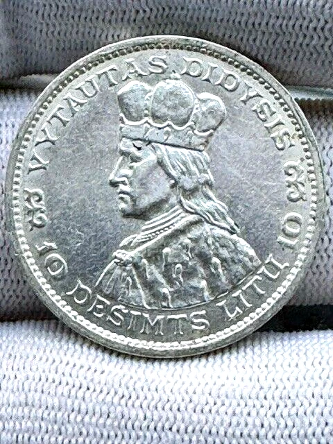 1936 Lithuania 10 Litu Silver Coin Knight on Horseback Uncirculated