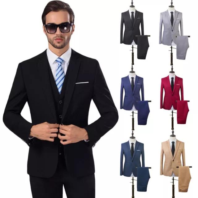 2pc Uomo Sposo Matrimonio Abiti Elegante Vestito Festa Smoking Slim Giacca Tu -