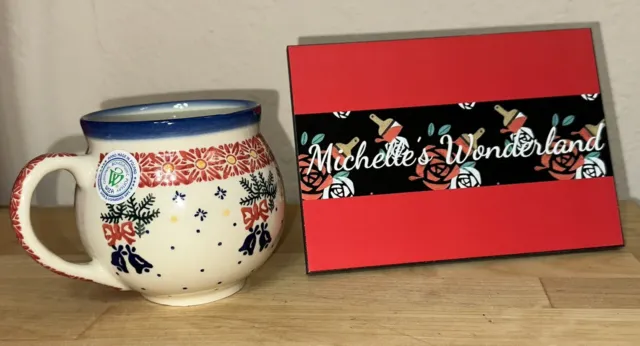 Polish Pottery Christmas Bounty Bubble Soup Mug New
