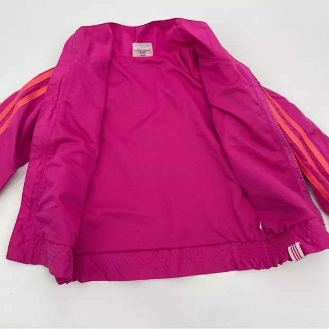 Adidas ragazza giacca da pista rosa arricciavento cerniera completa taglia S 3