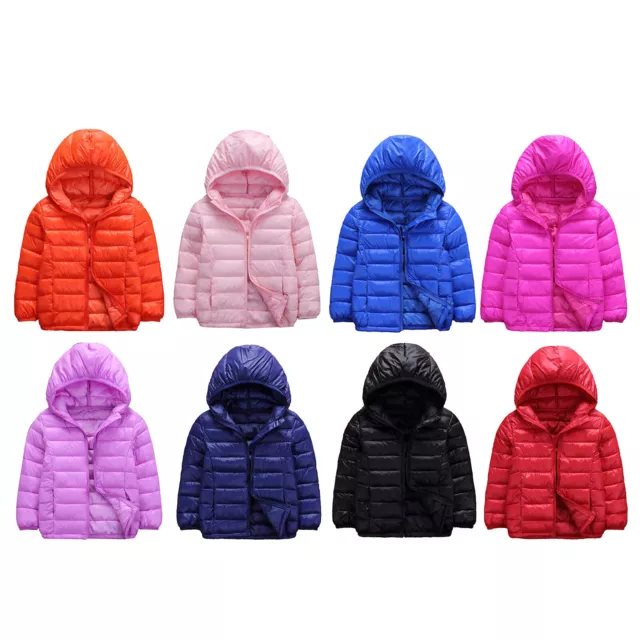 UK Kids Boys Girls Coat Long Sleeve Hoodie Puffer Jacket  Lightweight Outerwear