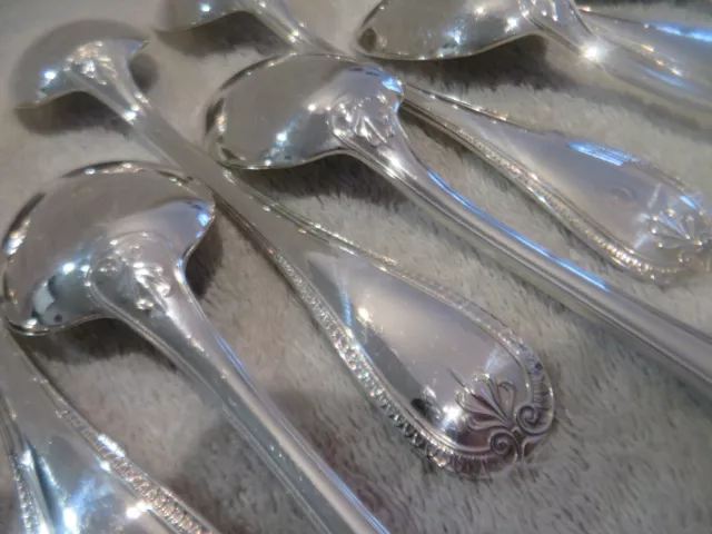 Vintage French silver-plated 12 soup spoons Christofle Malmaison empire 20,6cm