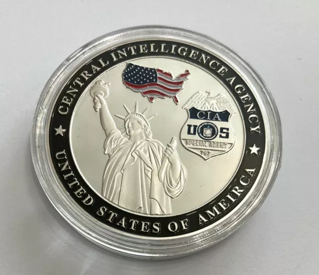 CIA Silver Plated Commemorative Coin - 45mm x 35g - + Capsule - in stock UK