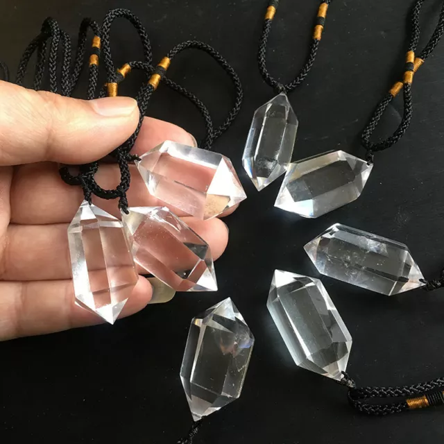 Natural Quartz Crystal Rock Stone Pendant Chakra Pendulum Necklace Healing Reiki 8
