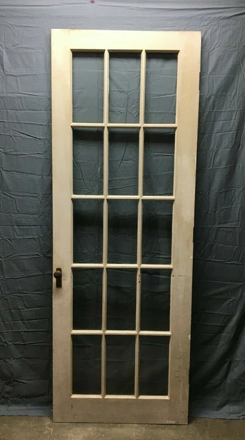 Antique Single 15 Lite Shabby 31x85 Large Glass French Door VTG Old Chic 108-22B 2