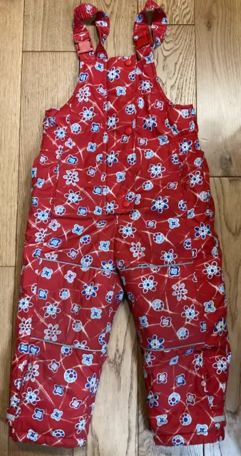 Hanna Andersson Ski Snow Bib Pants Suit Kids Girls Size 100  Red Floral 4