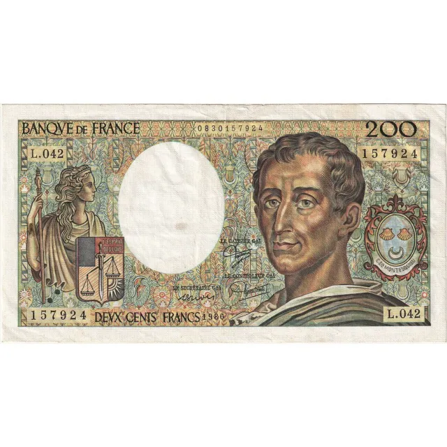 [#635443] France, 200 Francs, Montesquieu, 1986, L.042, VF(20-25), Fayette:70.6,
