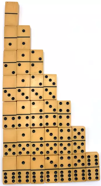 Vintage Dark Butterscotch Bakelite Complete Set (28) Dominos