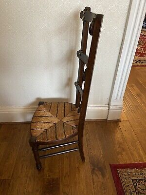 Arts & Crafts Tall Oak Ladder back Low Fireside Chair C1880 3