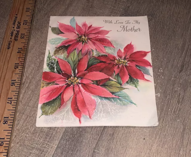 Vintage Hallmark Paper Christmas Card For Mom 1963