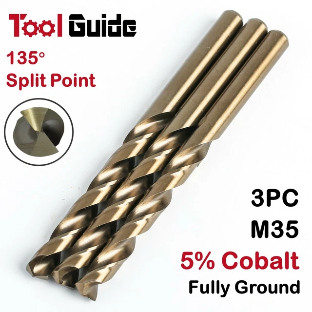 1-13mm 3 PC Metric HSS Drill Bit, Set M35 5% Cobalt Drilling on Stainless Steel