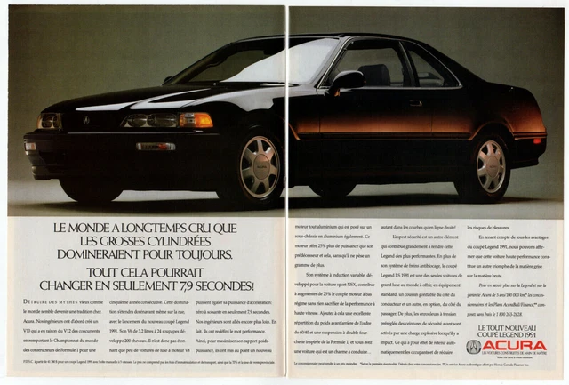 1991 ACURA Legend Coupe Vintage Original 2 page Print AD Black car 2-door photo