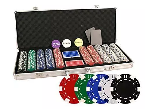 DA VINCI 500 Piece 11.5 Gram Poker Chip Set w/Case & Cards (Dice Striped)
