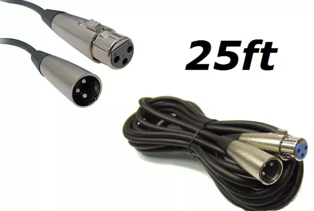 New 25FT XLR 3Pin Male Female Balanced Mic Microphone Audio Cord Shielded Cable