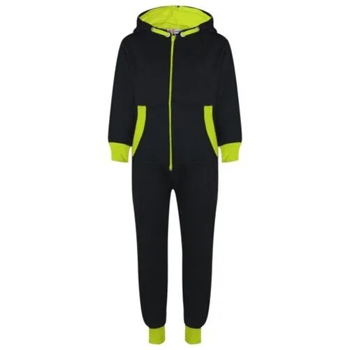 Bambine Ragazzi Pile Contrasto A2Z Onesie one piece Verde Tutti IN Uno Tuta