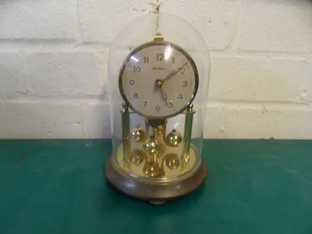 Vintage Bentima Anniversary Clock w/Glass Dome