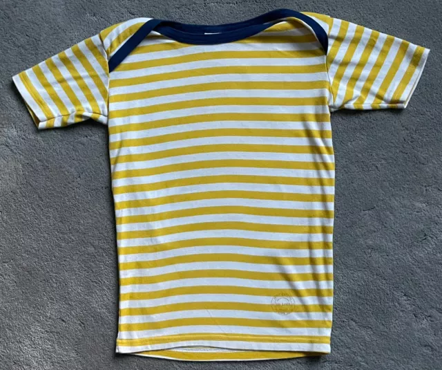 PETIT BATEAU Yellow White Striped Short Sleeve Pajama Top Shirt Size 12 Years