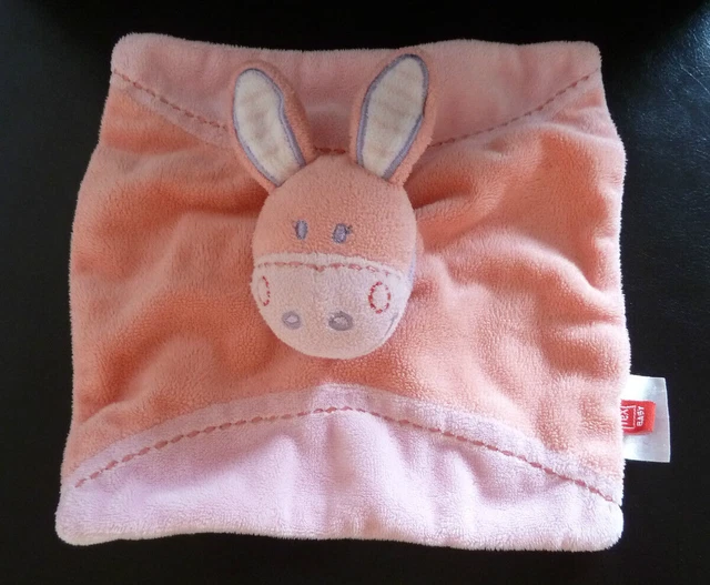 *. Doudou Plat Carre Tex Baby Ane Cheval Rose Orange  Foulard Mauve Ttbe