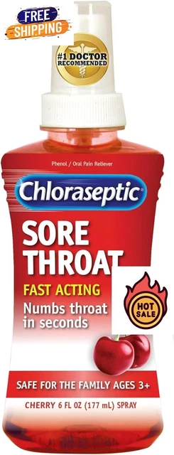Chloraseptic Sore Throat Spray, Cherry, 6 fl oz, 1 Bottle