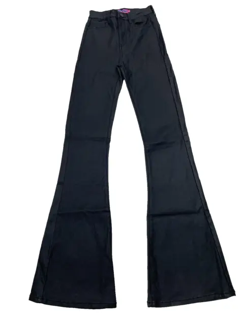 Women's Mid Rise Tassel Bell Bottom Flared Jeans Denim Pants - Blue / XS