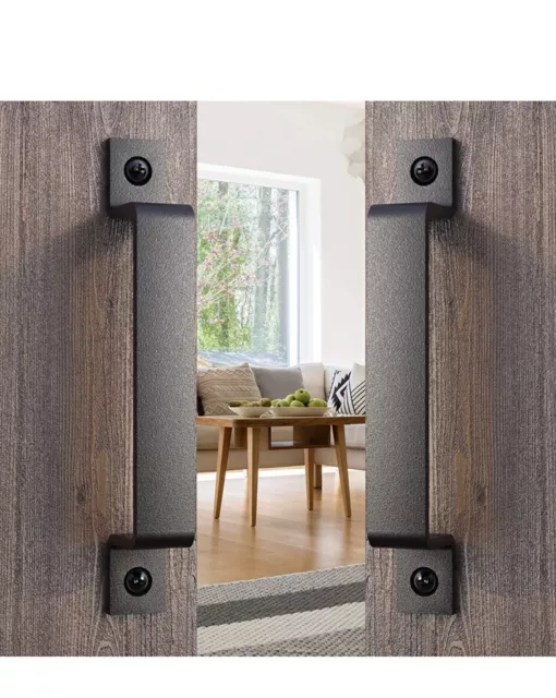 2 Pk 8Inch Sliding Barn Door Handle Pull Black Large Rustic Fence Gate handle