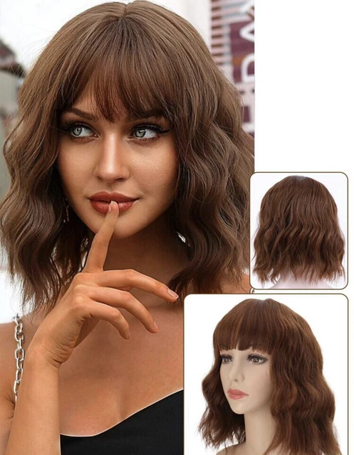 Perruque Synthétique Courte Bouclée Rouge - Avec Bonnet, Style Naturel