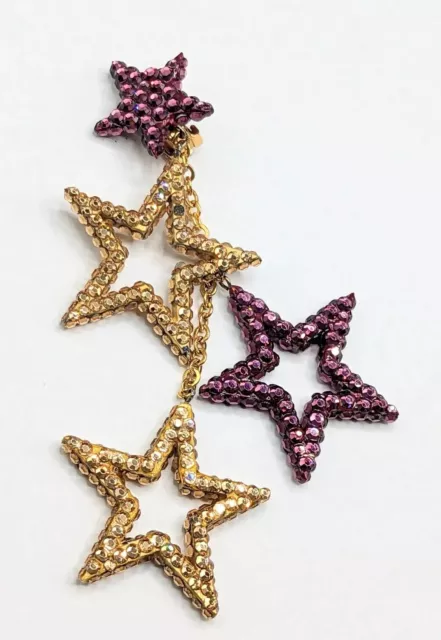 Richard Kerr Purple Gold Crystal Star Dangle SINGLE Clip On Earring *Read*