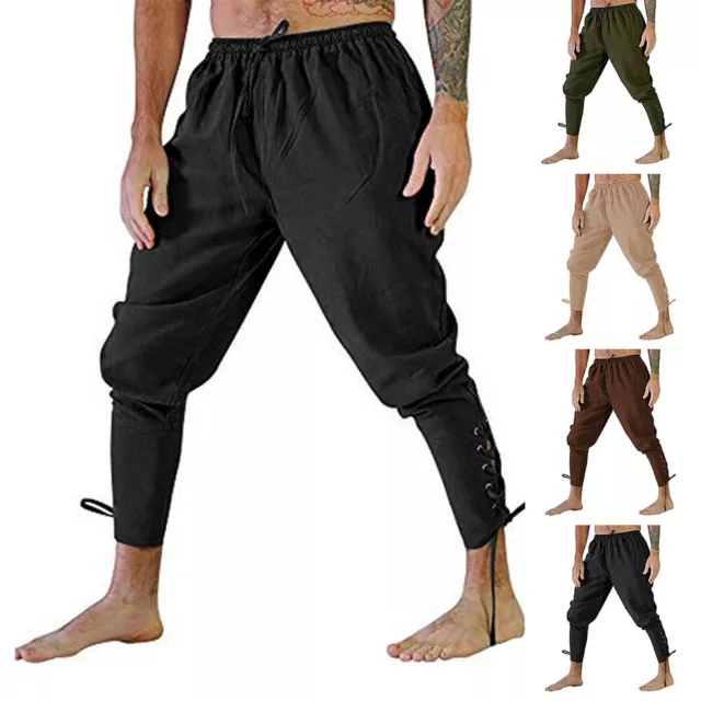 Men Medieval Renaissance Pirate Pants Viking Gothic Cosplay Halloween Costume AU