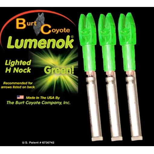 Burt Coyote Lumenok Lighted Nock H Green 3 Pack H3G #00063