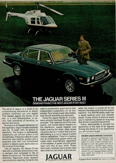 1981 Vintage Print Ad The Jaguar Series III Demonstrably, The Best Helicopter