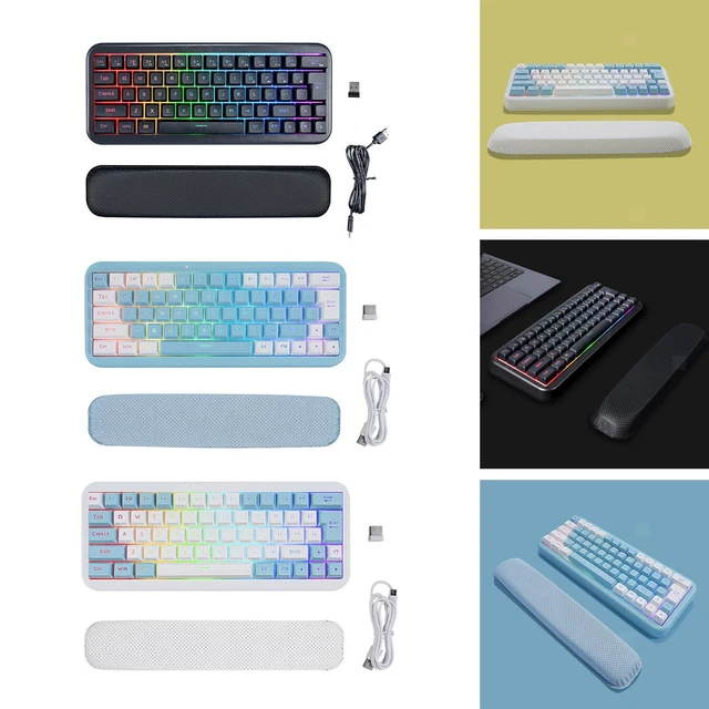 RGB WIRELESS MECHANICAL Keyboard Kit 63 Keys ABS Plastic Ergonomic with ...