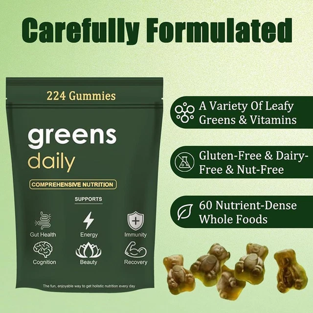 CHLOROPHYLL SPIRULINA GUMMIES Detox & Energy Booster Green Bear 224