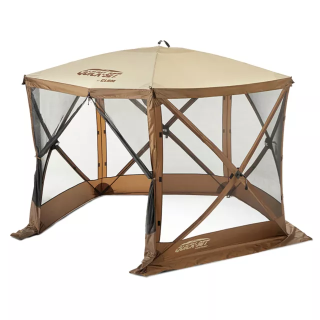 CLAM Quick-Set Venture 9 x 9 Ft Portable Outdoor Camping Canopy Shelter, Brown
