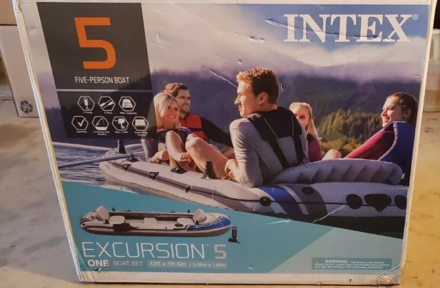 INTEX EXCURSION 4 Inflatable River/Lake Boat Raft Set & Motor Mount Kit  $194.48 - PicClick