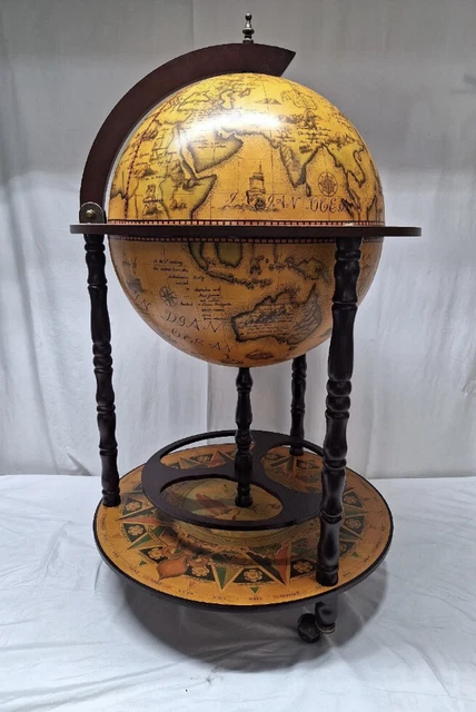 Globe Drink Cabinet Mini Bar Traditional Globe Mobile Wine Rolling