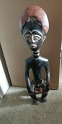 VTG. Hand Carved Wood African Tribal Fertility Statue/Figure-Ashanti GHANA 15.5"