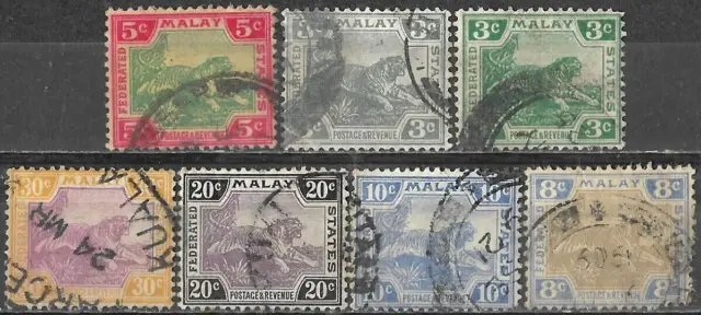 Federated Malay States 1901 - 1934 Used Stamps Tiger